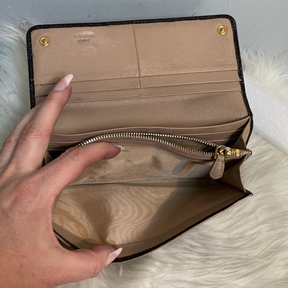 Authentic Prada leather saffiano long wallet dyed black - Picture 11 of 17